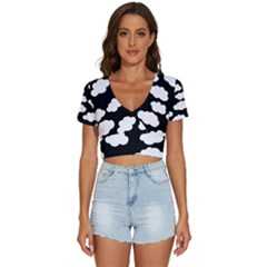 Bw Clouds V-neck Crop Top by ConteMonfrey