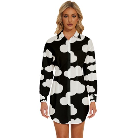 Bw Clouds Womens Long Sleeve Shirt Dress by ConteMonfrey