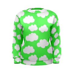 Green And White Cute Clouds  Women s Sweatshirt by ConteMonfrey