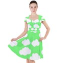 Green and white cute Clouds  Cap Sleeve Midi Dress View1