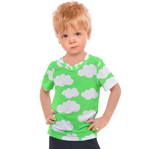 Green And White Cute Clouds  Kids  Sports Tee by ConteMonfrey