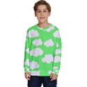 Green and white cute Clouds  Kids  Crewneck Sweatshirt View1