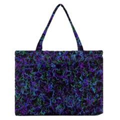 Electric Purple, Green, Blue And Black  Zipper Medium Tote Bag by Khoncepts