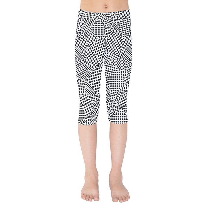 Geometric Noir Pattern Kids  Capri Leggings 