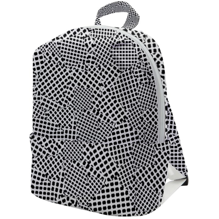 Geometric Noir Pattern Zip Up Backpack