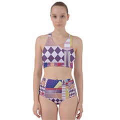 Abstract Shapes Colors Gradient Racer Back Bikini Set