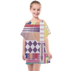 Abstract Shapes Colors Gradient Kids  One Piece Chiffon Dress by Simbadda