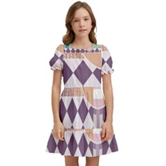 Abstract Shapes Colors Gradient Kids  Puff Sleeved Dress by Simbadda