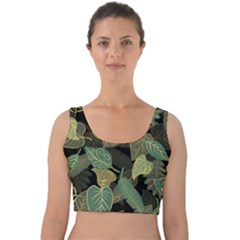 Autumn Fallen Leaves Dried Leaves Velvet Crop Top by Simbadda