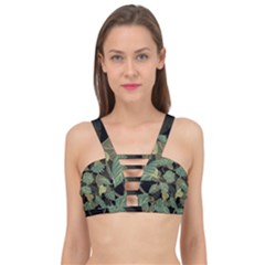 Autumn Fallen Leaves Dried Leaves Cage Up Bikini Top by Simbadda