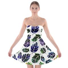 Leaves Watercolor Ornamental Decorative Design Strapless Bra Top Dress by Simbadda