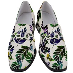 Leaves Watercolor Ornamental Decorative Design Women s Chunky Heel Loafers by Simbadda