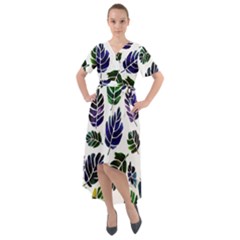 Leaves Watercolor Ornamental Decorative Design Front Wrap High Low Dress by Simbadda