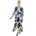 Leaves Watercolor Ornamental Decorative Design Quarter Sleeve Wrap Front Maxi Dress View1