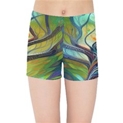 Tree Magical Colorful Abstract Metaphysical Kids  Sports Shorts by Simbadda