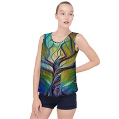 Tree Magical Colorful Abstract Metaphysical Bubble Hem Chiffon Tank Top by Simbadda