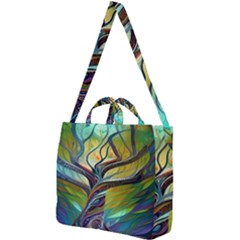 Tree Magical Colorful Abstract Metaphysical Square Shoulder Tote Bag by Simbadda