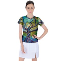 Tree Magical Colorful Abstract Metaphysical Women s Sports Top by Simbadda