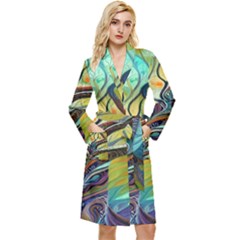 Tree Magical Colorful Abstract Metaphysical Long Sleeve Velvet Robe by Simbadda