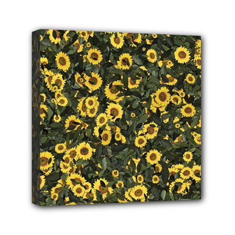 Sunflowers Yellow Flowers Flowers Digital Drawing Mini Canvas 6  X 6  (stretched) by Simbadda