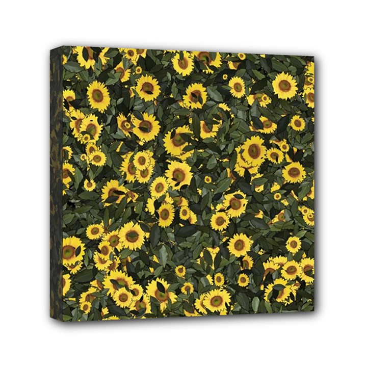 Sunflowers Yellow Flowers Flowers Digital Drawing Mini Canvas 6  x 6  (Stretched)