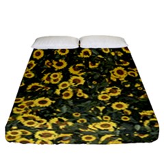 Sunflowers Yellow Flowers Flowers Digital Drawing Fitted Sheet (california King Size) by Simbadda