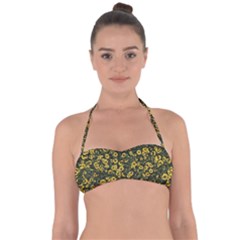 Sunflowers Yellow Flowers Flowers Digital Drawing Tie Back Bikini Top by Simbadda