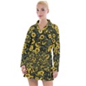 Sunflowers Yellow Flowers Flowers Digital Drawing Women s Long Sleeve Casual Dress View1