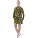 Sunflowers Yellow Flowers Flowers Digital Drawing Women s Long Sleeve Casual Dress View2