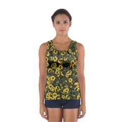 Sunflowers Yellow Flowers Flowers Digital Drawing Sport Tank Top  by Simbadda