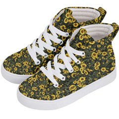 Sunflowers Yellow Flowers Flowers Digital Drawing Kids  Hi-top Skate Sneakers by Simbadda