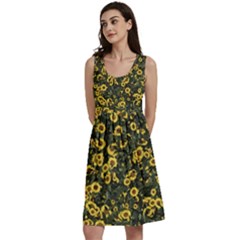 Sunflowers Yellow Flowers Flowers Digital Drawing Classic Skater Dress