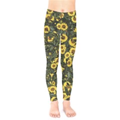 Sunflowers Yellow Flowers Flowers Digital Drawing Kids  Classic Winter Leggings by Simbadda