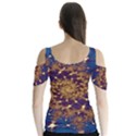 Fractal Spiral Art Pattern Blue Design Butterfly Sleeve Cutout Tee  View2