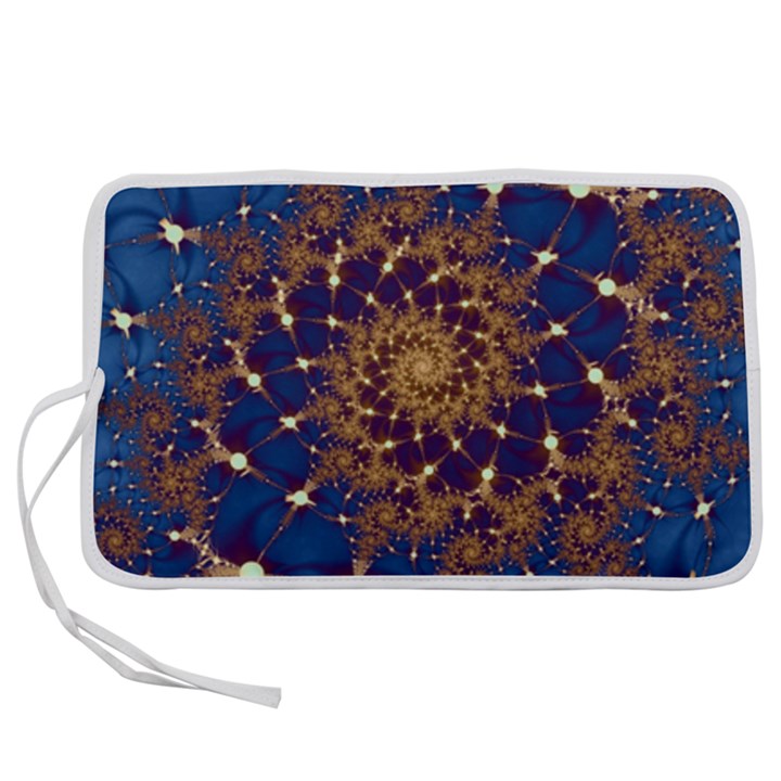 Fractal Spiral Art Pattern Blue Design Pen Storage Case (M)