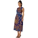 Fractal Spiral Art Pattern Blue Design Sleeveless Round Neck Midi Dress View2