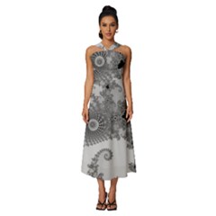 Apple Males Almond Bread Abstract Mathematics Sleeveless Cross Front Cocktail Midi Chiffon Dress by Simbadda