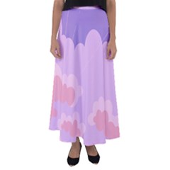 Sky Nature Sunset Clouds Space Fantasy Sunrise Flared Maxi Skirt by Simbadda