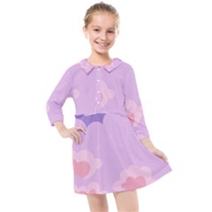 Sky Nature Sunset Clouds Space Fantasy Sunrise Kids  Quarter Sleeve Shirt Dress by Simbadda