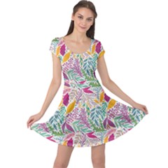 Leaves Colorful Leaves Seamless Design Leaf Cap Sleeve Dress by Simbadda