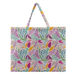 Leaves Colorful Leaves Seamless Design Leaf Zipper Large Tote Bag by Simbadda