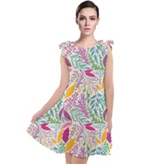 Leaves Colorful Leaves Seamless Design Leaf Tie Up Tunic Dress by Simbadda