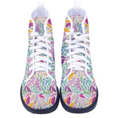 Leaves Colorful Leaves Seamless Design Leaf Men s High-top Canvas Sneakers by Simbadda