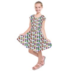 Stickman Kids Doodle Paper Children Group Kids  Short Sleeve Dress by Simbadda