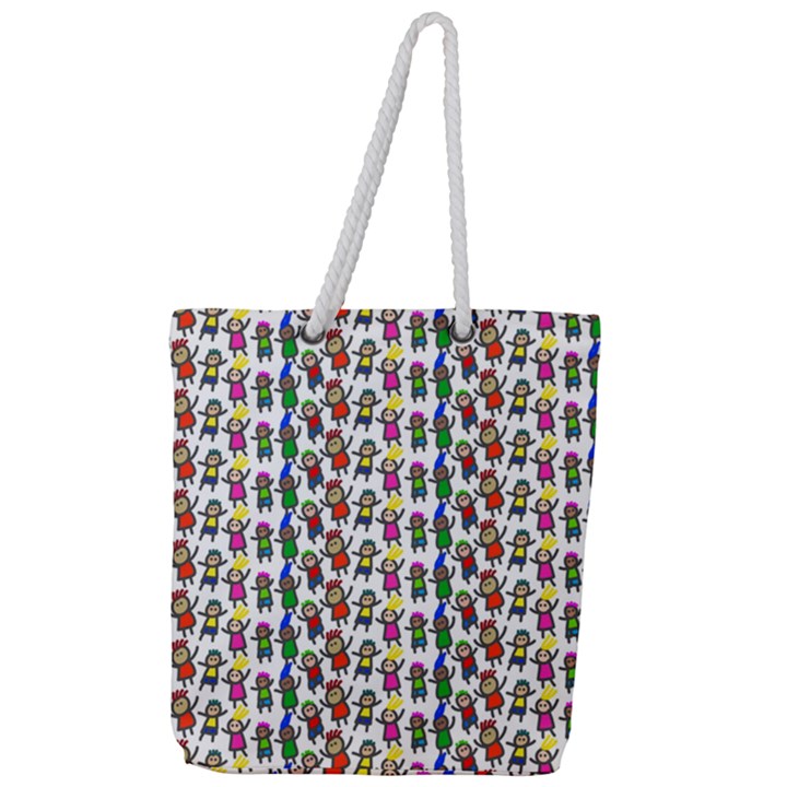 Stickman Kids Doodle Paper Children Group Full Print Rope Handle Tote (Large)