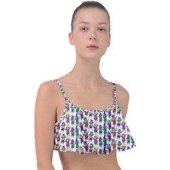 Stickman Kids Doodle Paper Children Group Frill Bikini Top by Simbadda