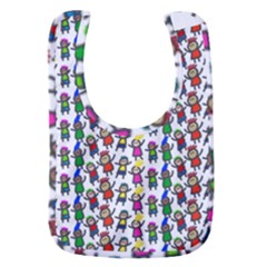 Stickman Kids Doodle Paper Children Group Baby Bib by Simbadda