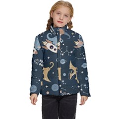 Space Theme Art Pattern Design Wallpaper Kids  Puffer Bubble Jacket Coat by Simbadda