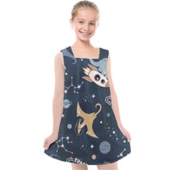 Space Theme Art Pattern Design Wallpaper Kids  Cross Back Dress by Simbadda