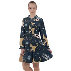 Space Theme Art Pattern Design Wallpaper All Frills Chiffon Dress by Simbadda